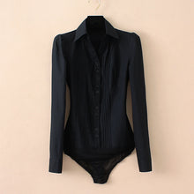 Load image into Gallery viewer, Elegant Pleated Office Bodysuit Blouse
