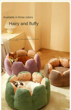 Load image into Gallery viewer, Petal Shaped Pet Bed, Plush Round Dog &amp; Cat Cushion Mat with Knitted Texture, Ultra Soft Warm Nest for Kittens Puppies in Winter

