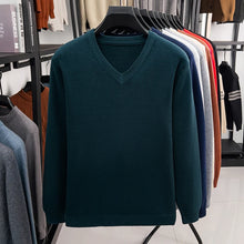 Load image into Gallery viewer, New Sweatwear Men's V Neck Basic Solid Color Sweaters Round Neck Elastic Pullovers Warm Autumn Knitted Oversized Sweater Men
