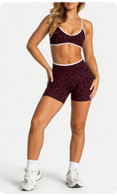 Load image into Gallery viewer, Women Leopard Print 2 Piece Yoga Set High Waist Butt Lift Biker Shorts Adjustable Strap Sports Bra Gym Workout Activewear
