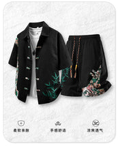 Load image into Gallery viewer, Summer Tracksuits Men Traditional Chinese Style Suit Shirt Shorts Tang Suit Male Fashion Casual Summer Sets
