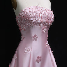 Load image into Gallery viewer, Pink Floral Strapless Evening Gown
