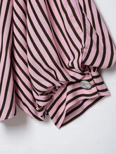 Load image into Gallery viewer, Women Striped Shirts For Women Vintage Elegant Puff Sleeve Summer New High Street Clothes Leisure Single-breasted Lapel Blouse
