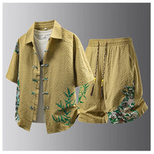 Load image into Gallery viewer, Summer Tracksuits Men Traditional Chinese Style Suit Shirt Shorts Tang Suit Male Fashion Casual Summer Sets
