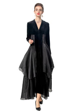 Load image into Gallery viewer, Velvet Ruffle V-Neck Evening Dress
