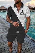 Load image into Gallery viewer, Summer Men's Tracksuit Short Sleeve Polo Shirt Set Fashion Luxury Chain Print Clothing 2 Pieces Casual Suit Streetwear Outfit
