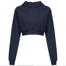 Load image into Gallery viewer, Cropped Hooded Pullover Sweatshirt Women
