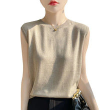 Load image into Gallery viewer, Women Tops Knitted Tank Tops O-neck Sleeveless Bottoming Shirts Spring Summer Tank Top Solid Soft Korean Fashion Lady Knit Top
