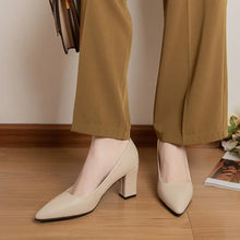 Load image into Gallery viewer, High Heels Women 2025 Summer New Pointed Shallow Mouth Work Shoes Thick Heel Fashion Versatile High Heels
