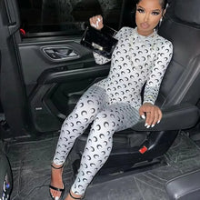 Load image into Gallery viewer, Women Jumpsuit Y2K Streetwear Moon Print Jumpsuit Elastic Long Sleeve Round Neck Autumn Sexy Fashion Bodysuit
