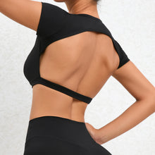 Load image into Gallery viewer, Sports Muscle Back Tee Without Padded Women Backless Sports Shirts Workout Gym Training Yoga T-Shirt Outdoor Open Back Tops

