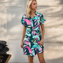 Load image into Gallery viewer, Floral Collared Mini Shirt Dress
