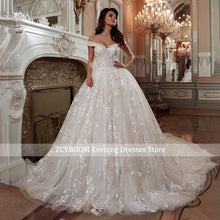 Load image into Gallery viewer, Elegant Ball Gown Off Shoulder Wedding Dress For Women 2026 Princess Bride Sexy Sweetheart Beaded Appliques Lace Up Bridal Gowns
