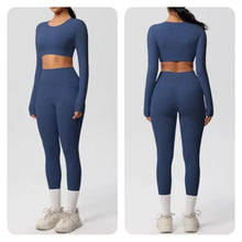 Load image into Gallery viewer, Yoga Gym Set Women Sports Impact Longline Strappy Top Fitness Overalls Sets Womens 2 Piece Sportswear Woman Gym Leggings Solid
