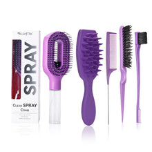 Load image into Gallery viewer, 5Pcs Hair Care Styling Kit All-in-One with Spray Comb, Scalp Massage Brush, Rat Tail Comb &amp; Edge Brushes for Home Salon Use
