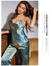 Load image into Gallery viewer, Cherry Satin Long Pajama Set
