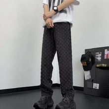 Load image into Gallery viewer, Jacquard All Over High Street Jeans Mens 2024 New Straight Lift Pattern Loose Wide Leg Jeans Casual Boyfriend Jeans Pants Tide
