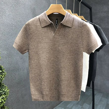 Load image into Gallery viewer, 2026 Men's Summer Polo Shirt Korean Style Slim Wrinkle Resistant Collar Solid Color T-Shirts Casual Thin Sleeve Trendy Knit Tops
