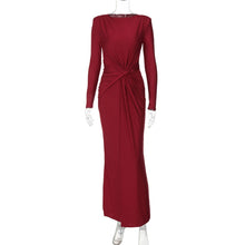 Load image into Gallery viewer, Women's Elegant Wedding Party Dress Female Clothing O-neck Long Sleeve Ruched High Waist Bodycon Long Maxi Evening Prom Dresses
