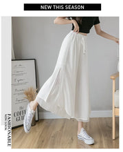 Load image into Gallery viewer, Women Pants Culottes Elastic Wide Leg Irregular Hem Double Layers Korean Trousers Summer Casual Loose Pleated Pants
