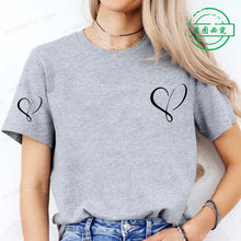 Load image into Gallery viewer, Women Love Heart Design T-Shirts Fashion Casual Short Sleeve T-shirt Heart Personalised Graphic Tshirts RED Women T Shirts Ts01
