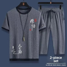 Load image into Gallery viewer, Casual Ice Silk Sports Suit Men's Summer Thin Short Sleeve Shorts Trendy Clothes Handsome Match One Set of Youth Clothing
