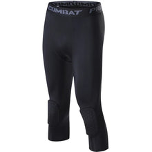 Load image into Gallery viewer, Men's Sports 3/4 Cropped Pants Padded Running Leggings Mens Joggers Elastic Compressions Sweatpant Football Basketball Trousers
