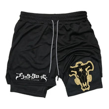 Load image into Gallery viewer, Summer New Black Five-leaf Clover Printed Men's and Women's Shorts Double-layer Loose Sports and Casual Pants for Beach Fitness

