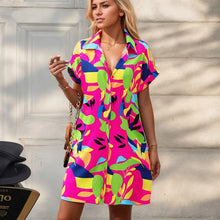 Load image into Gallery viewer, Floral Collared Mini Shirt Dress
