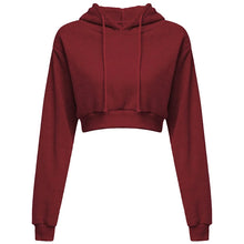 Load image into Gallery viewer, Cropped Hooded Pullover Sweatshirt Women
