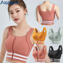 Load image into Gallery viewer, Sports Bras Zip Front For Women With Full Coverage Removable Padded Shockproof Yoga Underwear Workout Bra Running Fitness Vest
