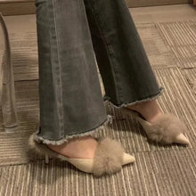 Load image into Gallery viewer, Fur Pointed Mule High Heels

