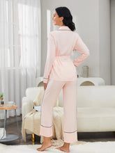 Load image into Gallery viewer, Wrap Belt V Neck Pajama Set
