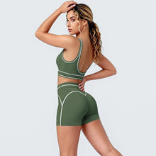 Load image into Gallery viewer, New Woman Yoga Set Color Blocking Sexy Sport Bra Yoga Underwear with Chest Pad High Waist Stripe Running Fitness Shorts Yoga Set
