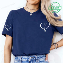 Load image into Gallery viewer, Women Love Heart Design T-Shirts Fashion Casual Short Sleeve T-shirt Heart Personalised Graphic Tshirts RED Women T Shirts Ts01
