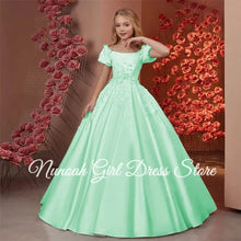 Load image into Gallery viewer, Elegant Flower Girl Dresses for Wedding Satin Beaded Floral Floor Length Girl Kids Birthday Party First Holy Communion Gown
