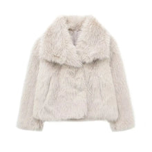 Load image into Gallery viewer, HH 2024 Women 's Vintage Soild Faux Fur Coat Turn-down Collar Long Sleeve Warm Plush Wool Coats Lady Winter Autumn Outwear
