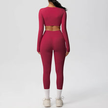 Load image into Gallery viewer, Yoga Gym Set Women Sports Impact Longline Strappy Top Fitness Overalls Sets Womens 2 Piece Sportswear Woman Gym Leggings Solid
