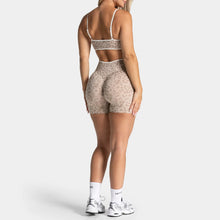 Load image into Gallery viewer, Women Leopard Print 2 Piece Yoga Set High Waist Butt Lift Biker Shorts Adjustable Strap Sports Bra Gym Workout Activewear
