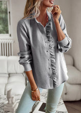 Load image into Gallery viewer, Women's Shirt Elegant Long Sleeve Ruched Stand Neck Office Lady Blouse Casual Button Shirts Harajuku Tunics Street Simple Tops
