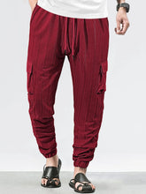 Load image into Gallery viewer, Men's Grid Cargo Joggers Drawstring Elastic Waist Multi Pocket Casual Ankle Length Trousers
