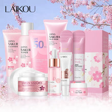 Load image into Gallery viewer, 9pcs Facial Products Kit Sakura Skin Care Set Facial Cleanser Face Cream Sunscreen Facial Mask Eye Cream Korean Skincare Product
