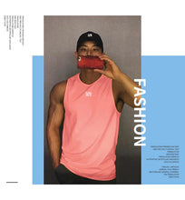 Load image into Gallery viewer, Mens Workout Tank Tops Mash Fabric Quick Dry Muscle Sleeveless Shirts Cut Off Slim Fit  Bodybuilding Gym Tees Singlet
