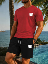 Load image into Gallery viewer, Men's 2-Piece Tracksuit Casual Sportswear Set Short Sleeve T-Shirt + Shorts Quick Dry Breathable Gym Fitness Running Outfit
