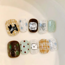 Load image into Gallery viewer, 30pcs False Nails Unique Trendy Short “bean-shaped” Nails with A Press-on Design High-quality Nails Perfect As A Gift for Girls
