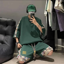 Load image into Gallery viewer, Sweatshirts Tracksuit T-shirts Shorts Suits For Men Spliced Graphic Sweatsuit Cotton Man Sets Luxury Offer Youthful Emo Kpop Xl
