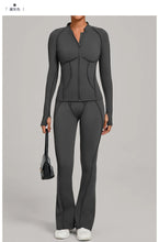 Load image into Gallery viewer, New Gym Yoga Outfit for Women Zipper Long Sleeve Fitness Suit Daily Casual Running Fitness Sportswear Two-Piece Sets Coat+Pants
