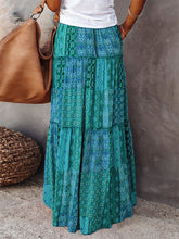 Load image into Gallery viewer, Women's Bohemian Skirts Vintage Elastic High Waist A-Line Skirts Tiered Long Skirts with Pockets
