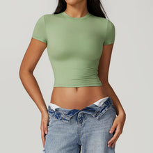 Load image into Gallery viewer, Yoga Shirts Women Sexy Exposing The Navel Short Sleeve Workout Crop Top Gym Top Fitness Running Workout Sport T-shirts Yoga Wear

