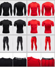 Load image into Gallery viewer, Gym Fitness T Shirt Men's Short Sleeve Summer Boxing Jersey Legging Men Rashguard Compression Pants Quick Dry Tight T-Shirts Men
